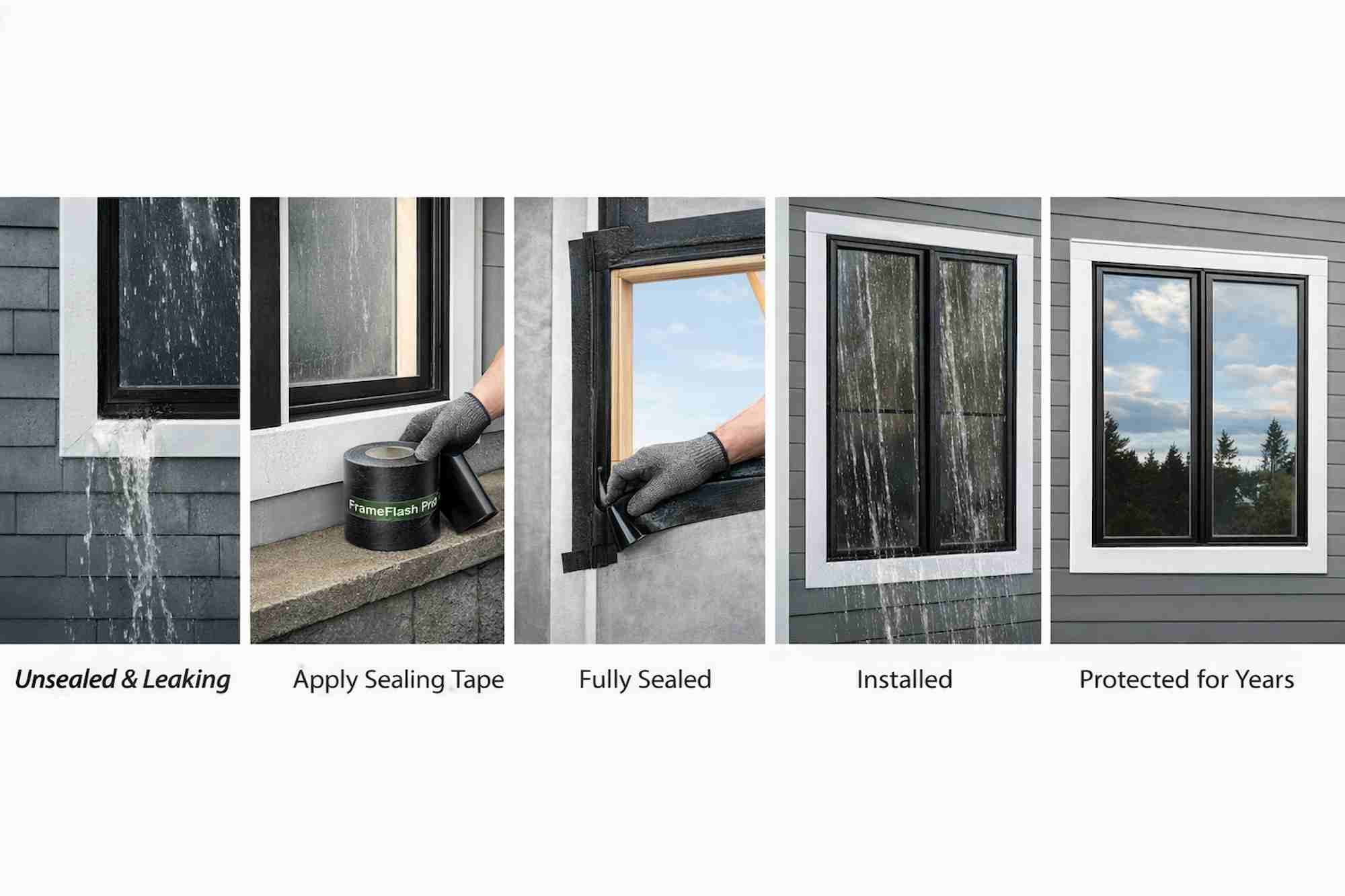 Window & Door Butyl Flashing Tape(6in x 50ft) for Exterior Waterproofing｜Bodenlink FrameFlash Pro